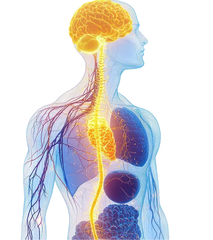 Illustration of the nervous system and the vagus nerve